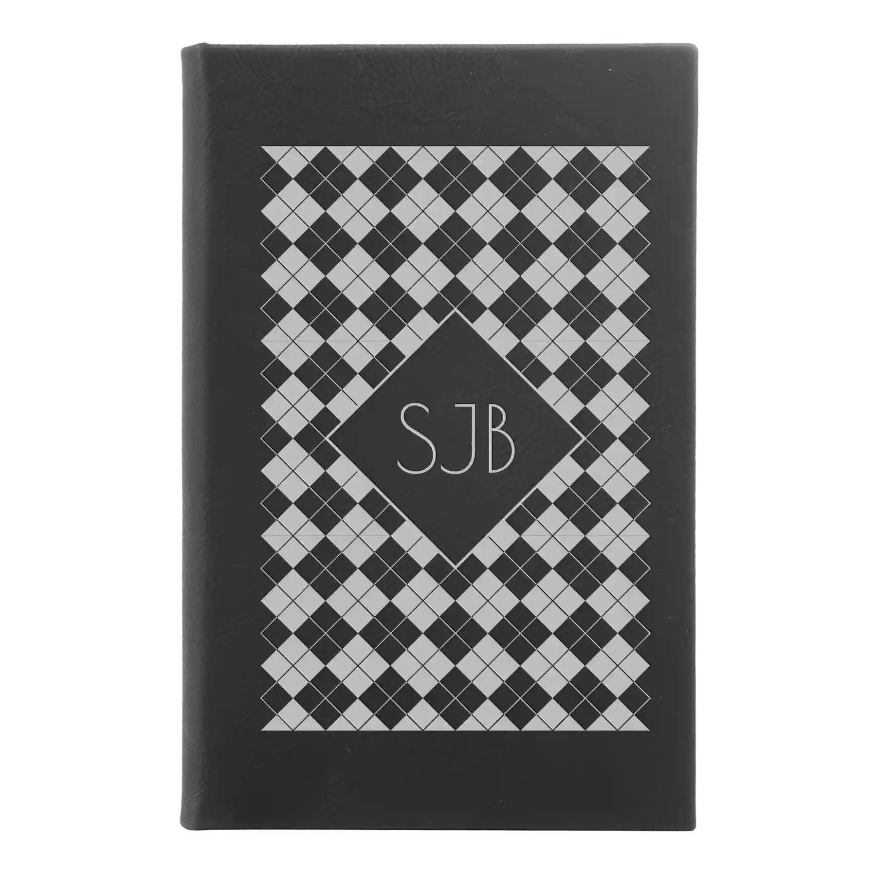 Small black/silver leatherette journal laser etched with 'Argyle' design