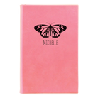 Small pink leatherette sketch book laser etched with 'Butterfly Name' design