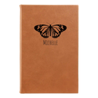 Small rawhide leatherette journal laser etched with 'Butterfly Name' design