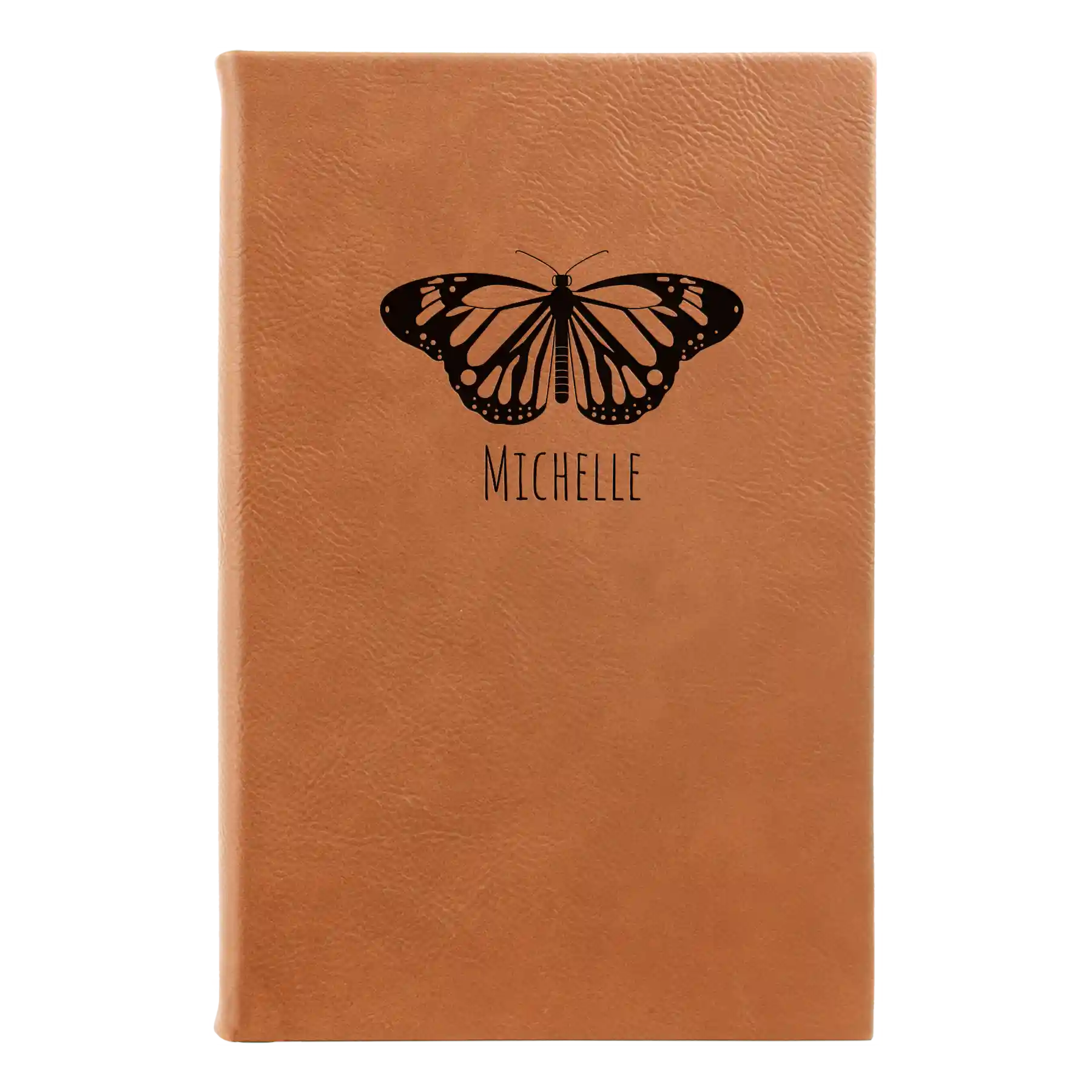 Small rawhide leatherette journal laser etched with 'Butterfly Name' design