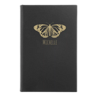 Small black/gold leatherette journal laser etched with 'Butterfly Name' design