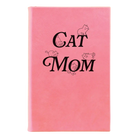 Small pink leatherette journal laser etched with 'Cat Mom' design