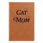 Small rawhide leatherette journal laser etched with 'Cat Mom' design