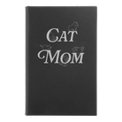 Small black/silver leatherette journal laser etched with 'Cat Mom' design