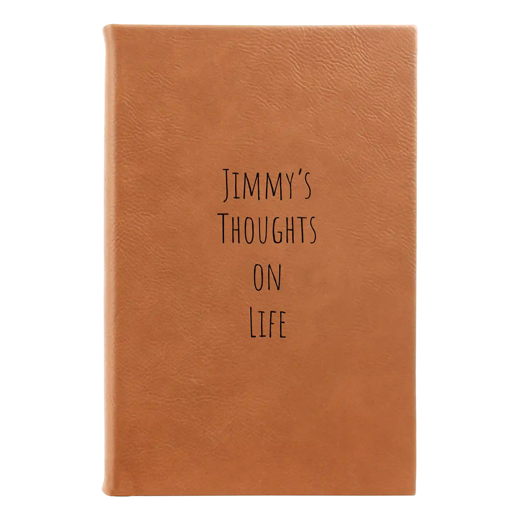 Small rawhide leatherette sketch book laser etched with 'Thoughts on Life' design