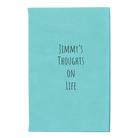 Small teal leatherette journal laser etched with 'Thoughts on Life' design