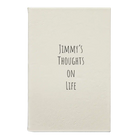 Small white leatherette journal laser etched with 'Thoughts on Life' design