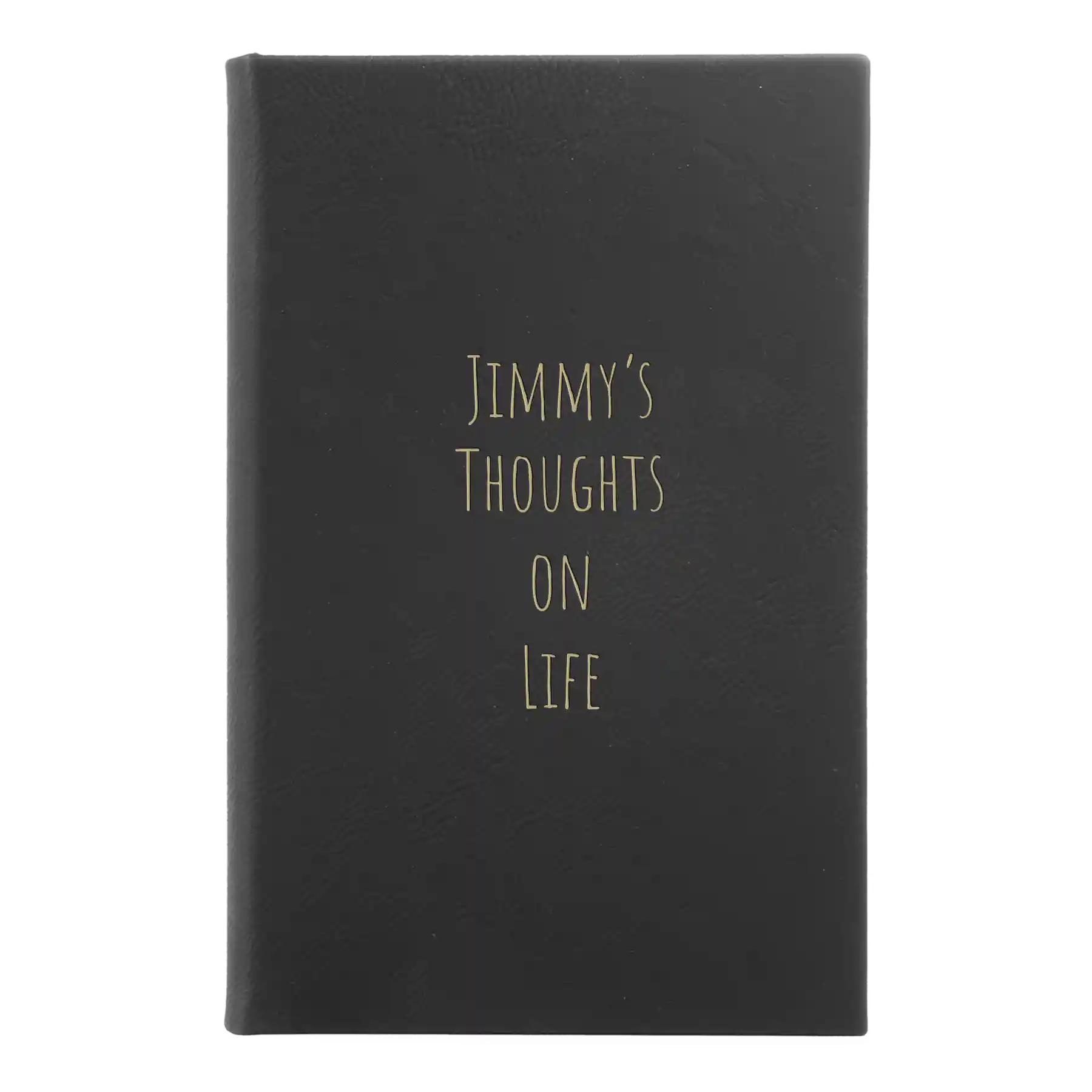 Small black/gold leatherette journal laser etched with 'Thoughts on Life' design