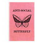 Small pink leatherette journal laser etched with 'Anti-Social Butterfly' design