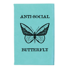 Small teal leatherette journal laser etched with 'Anti-Social Butterfly' design