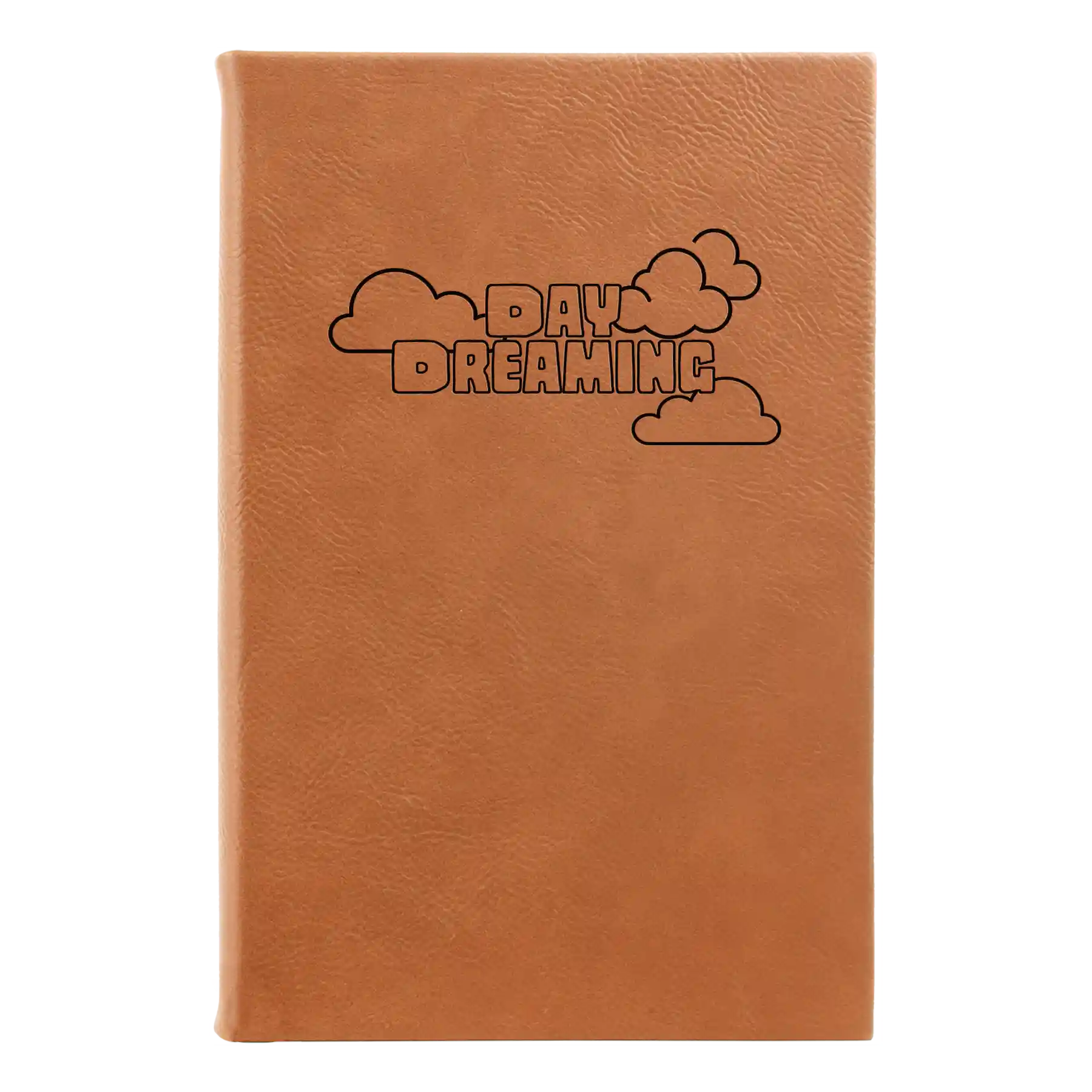 Small rawhide leatherette journal laser etched with 'Day Dreaming' design