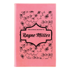 Small pink leatherette sketch book laser etched with 'This Journal Belongs to' design