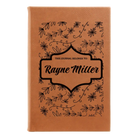 Small rawhide leatherette journal laser etched with 'This Journal Belongs to' design