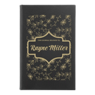 Small black/gold leatherette journal laser etched with 'This Journal Belongs to' design