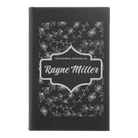 Small black/silver leatherette journal laser etched with 'This Journal Belongs to' design