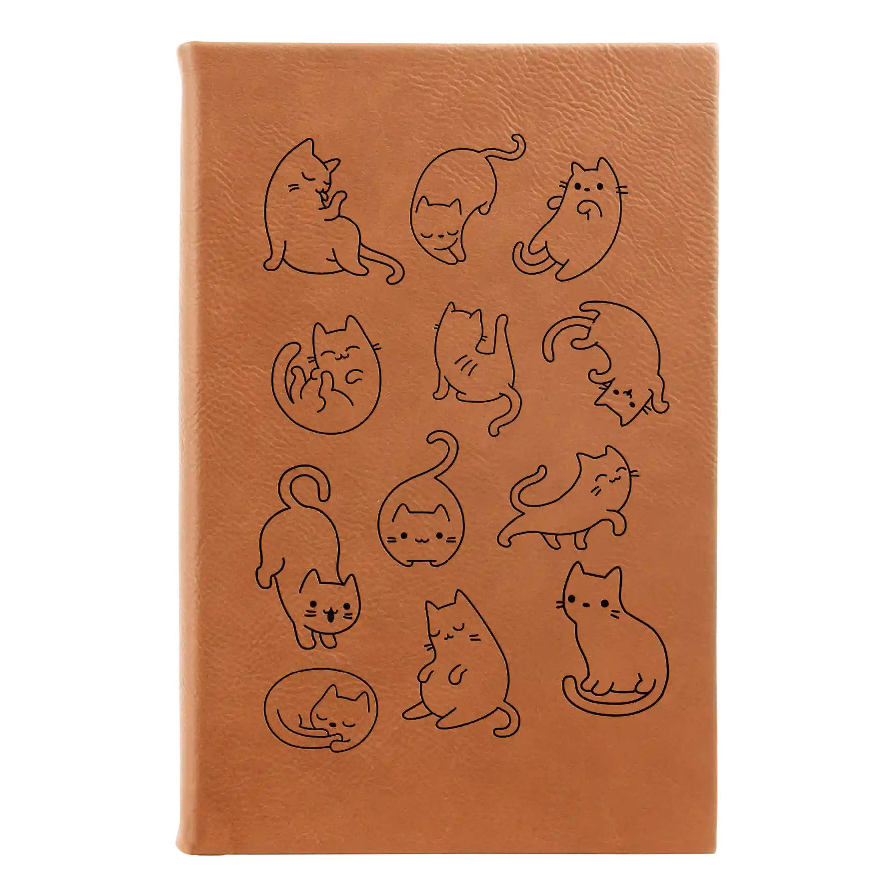 Small rawhide leatherette journal laser etched with 'Multi-Cat' design