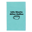 Small teal leatherette journal laser etched with 'Life Coffee' design