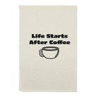 Small white leatherette sketch book laser etched with 'Life Coffee' design