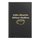 Small black/gold leatherette journal laser etched with 'Life Coffee' design