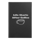 Small black/silver leatherette journal laser etched with 'Life Coffee' design