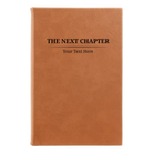 Small rawhide leatherette sketch book laser etched with 'Next Chapter' design
