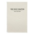 Small white leatherette sketch book laser etched with 'Next Chapter' design