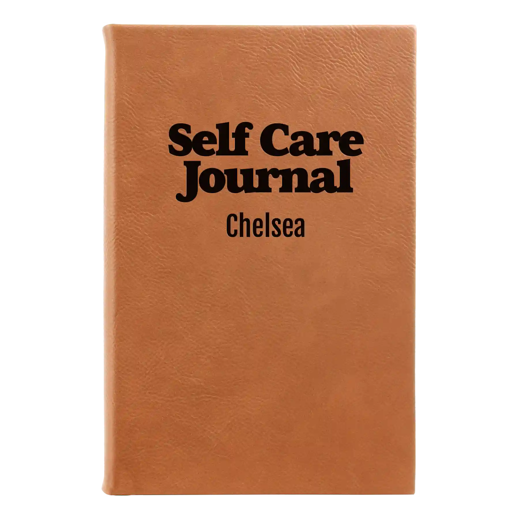 Small rawhide leatherette journal laser etched with 'Self Care' design