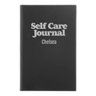 Small black/silver leatherette sketch book laser etched with 'Self Care' design