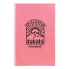 Small pink leatherette sketch book laser etched with 'One with Nature' design