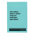 Small teal leatherette sketch book laser etched with 'The Times I wont Admit' design