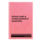 Small pink leatherette sketch book laser etched with 'Pickup Lines' design