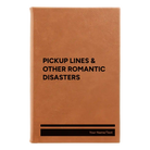 Small rawhide leatherette journal laser etched with 'Pickup Lines' design
