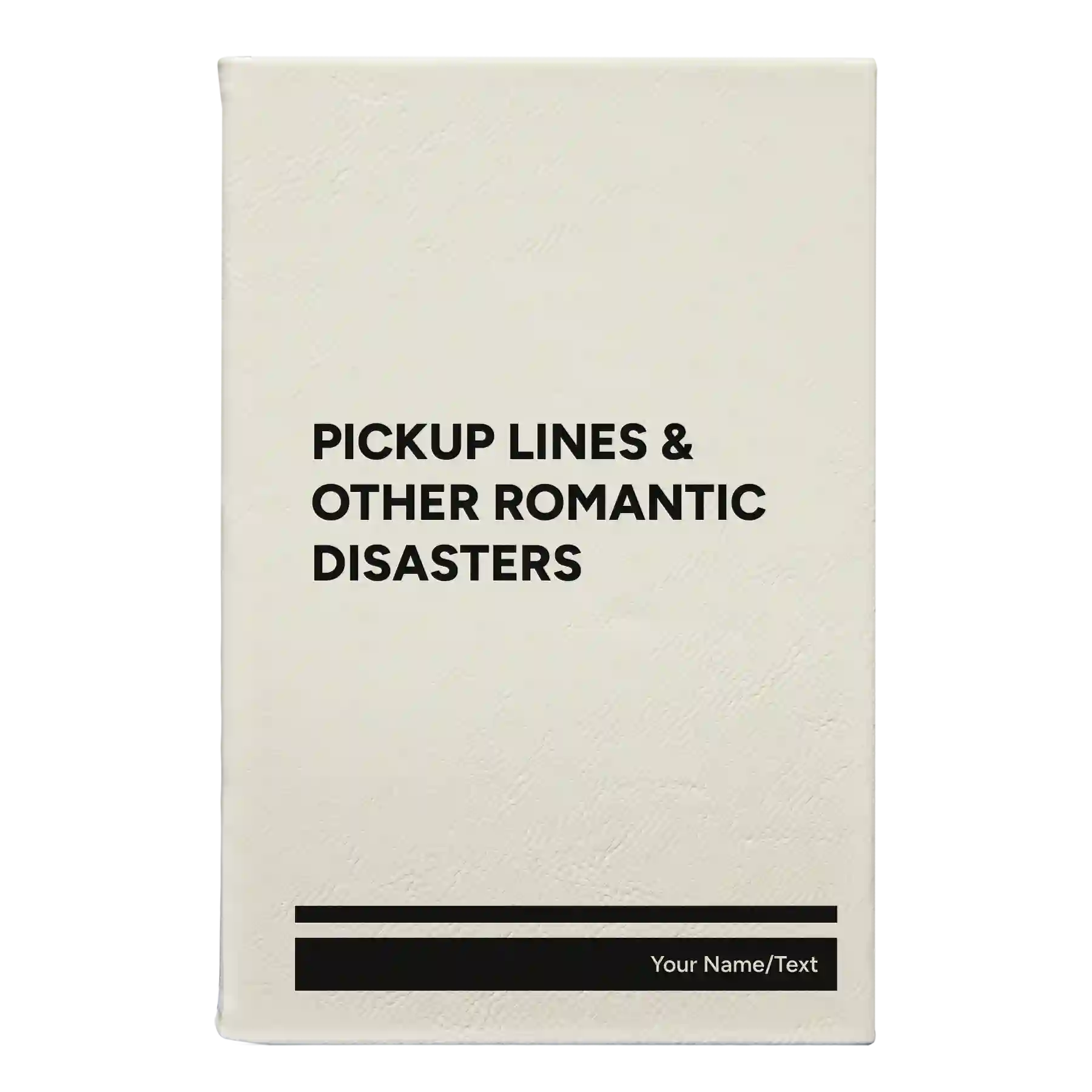 Small white leatherette journal laser etched with 'Pickup Lines' design