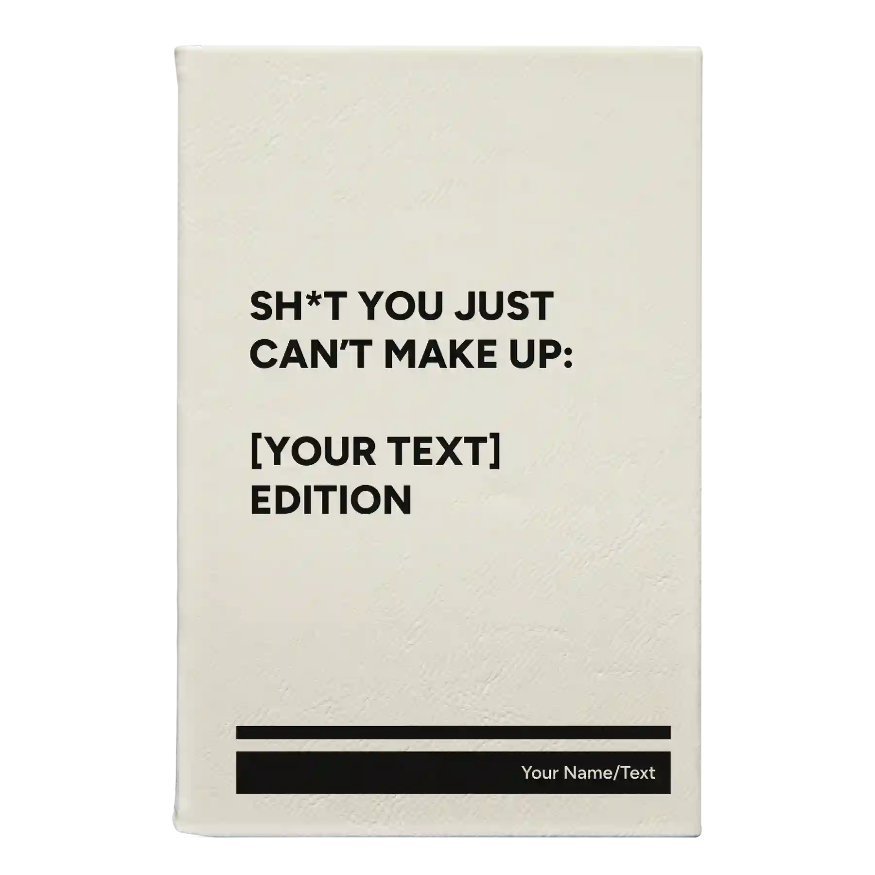Small white leatherette sketch book laser etched with 'Shit You Just Cant Make Up' design