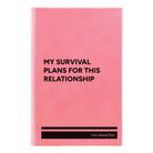 Small pink leatherette sketch book laser etched with 'My Survival Plans' design