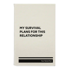 Small white leatherette sketch book laser etched with 'My Survival Plans' design