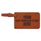 Laser etched leatherette luggage tag in rawhide
