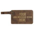Personalized rustic leatherette luggage tag etched with with your logo, monogram, or design