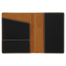 Inside of black/gold leatherette travel passport holder