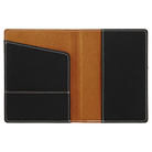 Inside of black/silver leatherette travel passport holder