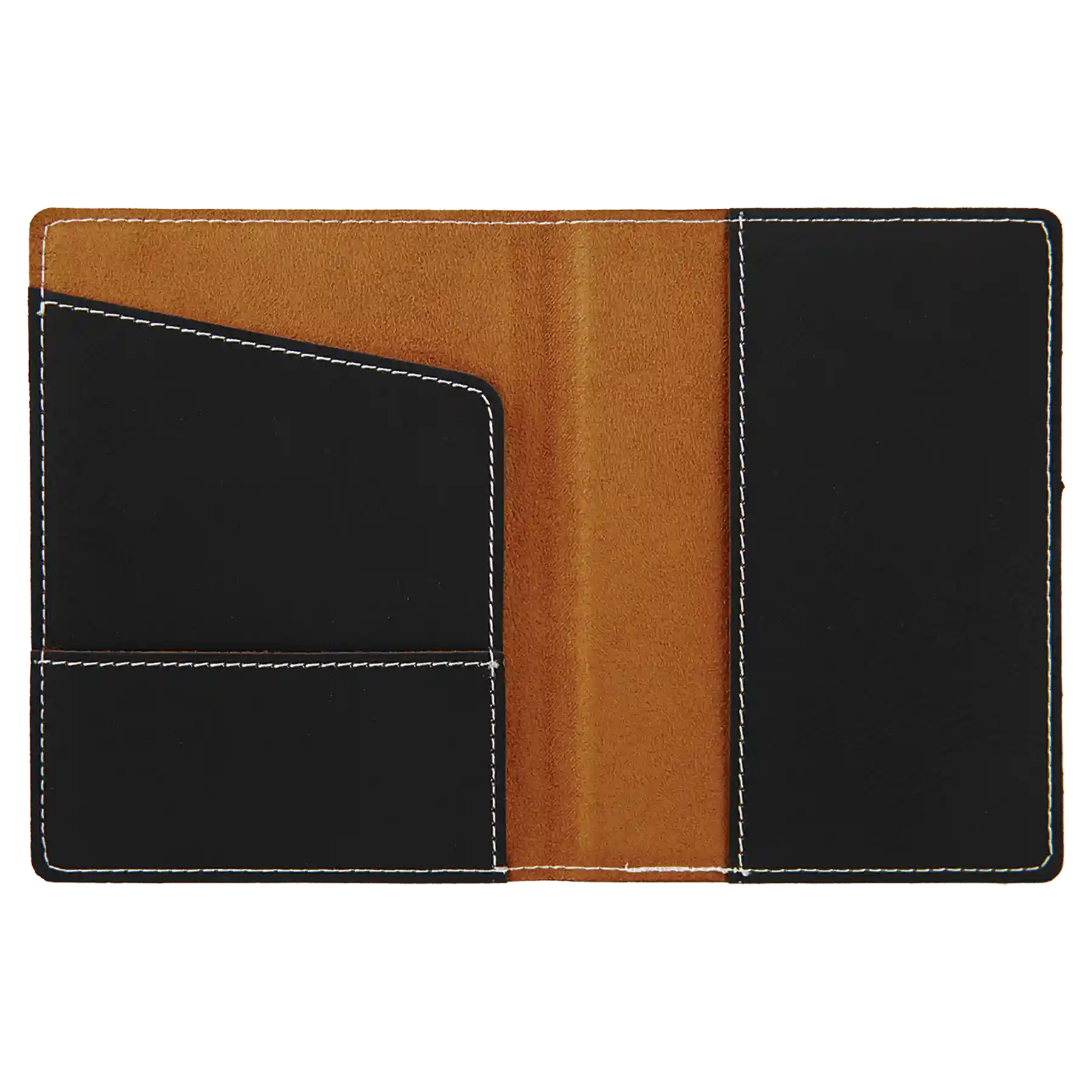 Inside of black/silver leatherette travel passport holder