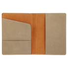 Inside of light brown leatherette travel passport holder