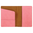 Inside of pink leatherette travel passport holder