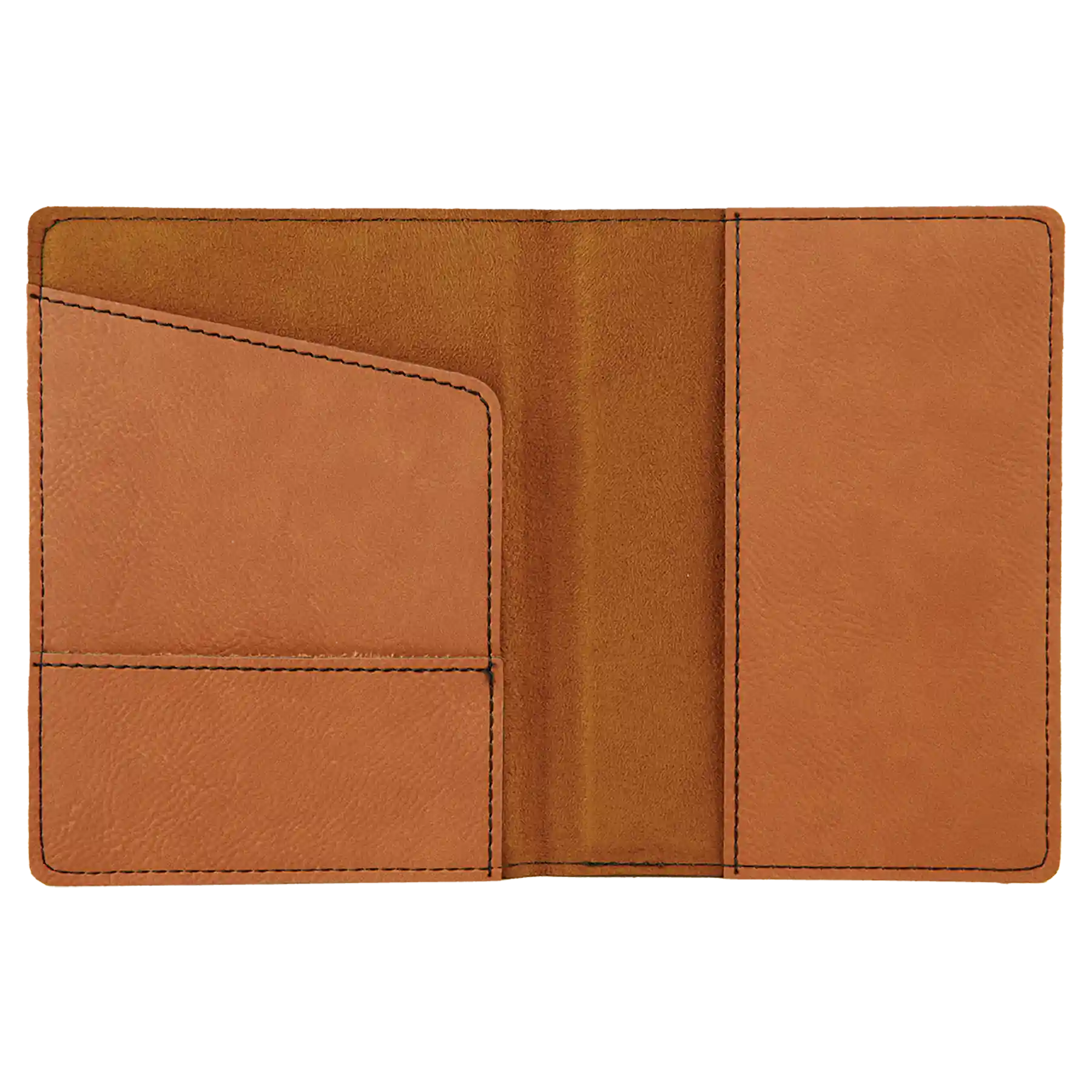 Interior of rawhide leatherette passport holder