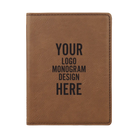 Personalized dark brown leatherette travel passport holder etched with your logo, monogram, or design