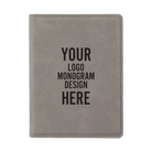 Personalized gray leatherette travel passport holder etched with your logo, monogram, or design