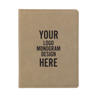 Personalized light brown leatherette travel passport holder etched with your logo, monogram, or design