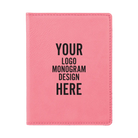 Personalized pink leatherette travel passport holder etched with your logo, monogram, or design