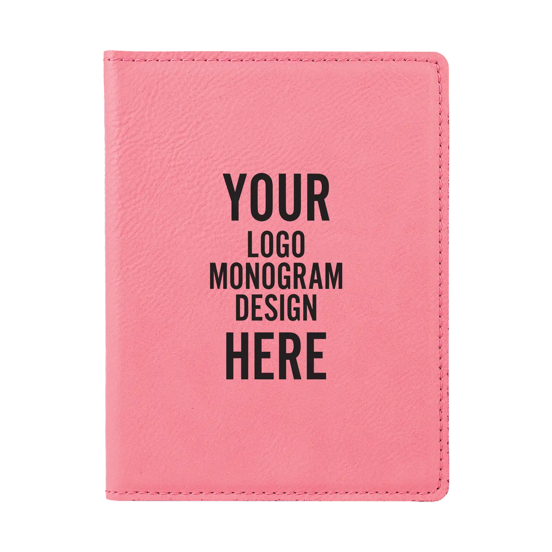 Personalized pink leatherette travel passport holder etched with your logo, monogram, or design