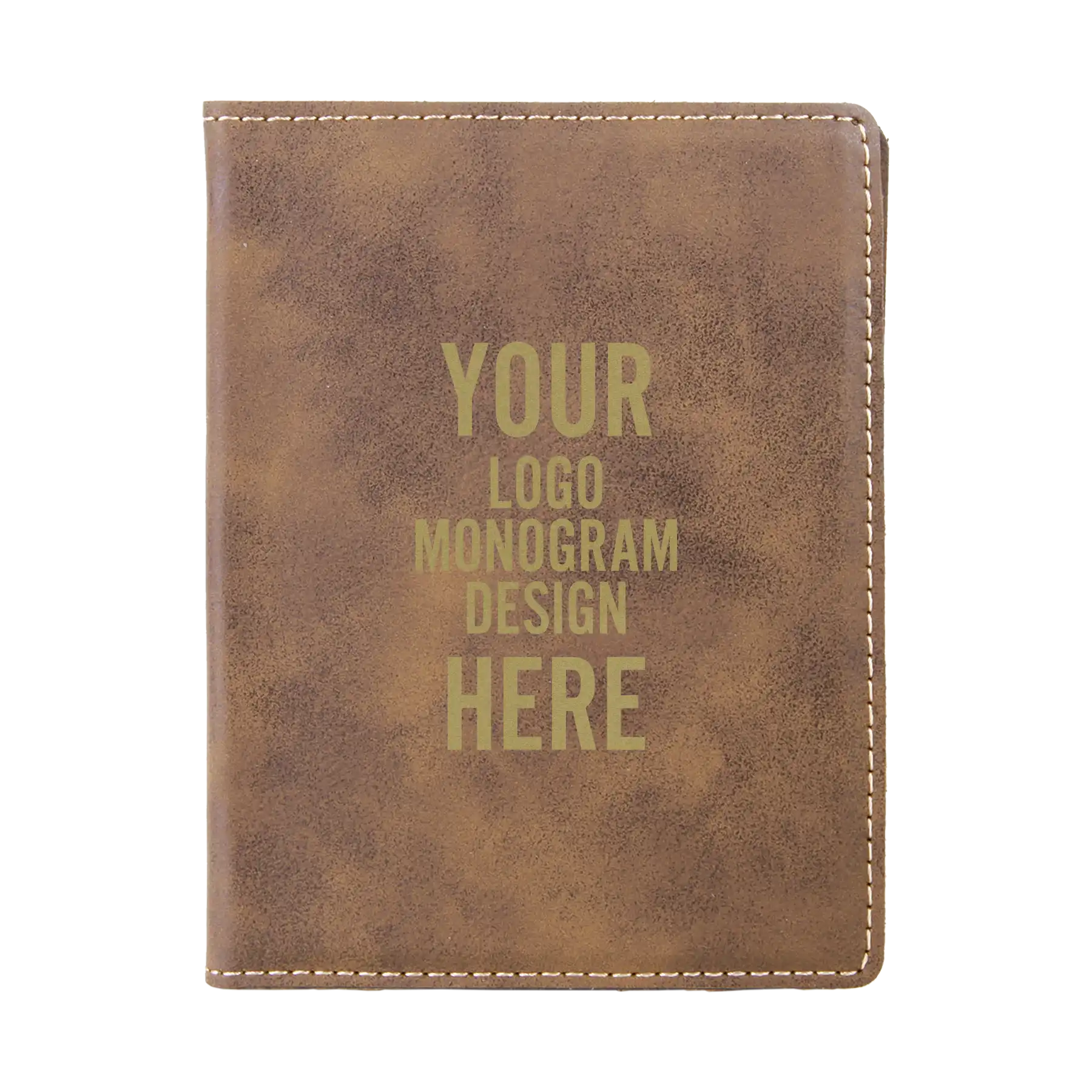 Personalized rustic leatherette travel passport holder etched with your logo, monogram, or design